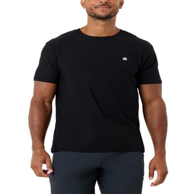 INTO THE AM Athletic Workout Shirts for Men Fitted Gym Sports Running Fitness Dry Fit Logo Tees (Black, Small)