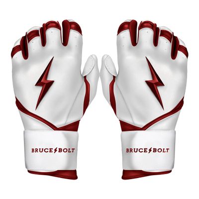 BRUCE BOLT Chrome Series Long Cuff Maroon Batting Glove - Maroon Youth Small
