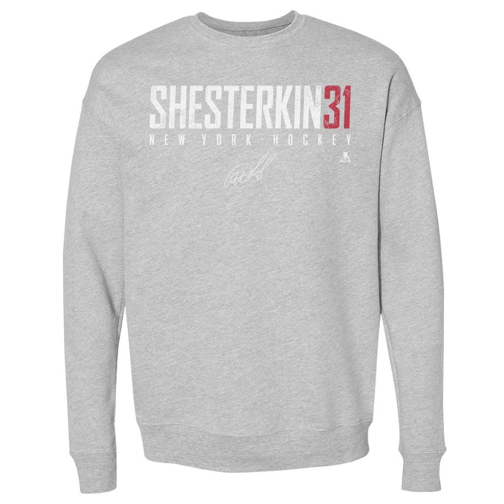 500 LEVEL Igor Shesterkin Sweatshirt (Crew Sweatshirt, XX-Large, Heather Gray) - Igor Shesterkin New York Elite WHT
