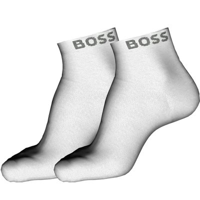 BOSS Mens 2-pair Bold Logo Cotton Short Socks, Marshmellow White, 7-13 US