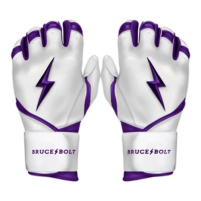 BRUCE BOLT Chrome Series Long Cuff Purple Batting Glove - Purple Youth Medium