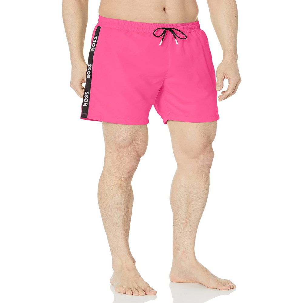 BOSS Repeating Logo Swim Trunks Bright Magenta