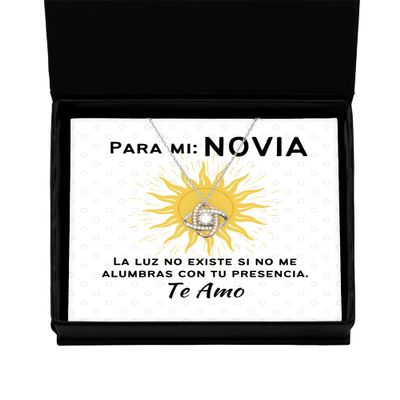 para mi Novia, la luz no existe si no me alumbras con tu presencia, Regalo para Novia - Pendiente, Collar nudo de Amor oro