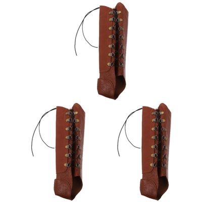INOOMP 3pcs Archery Pu Leather Wrist Protector Bow Arm Guard for Hunting Archery