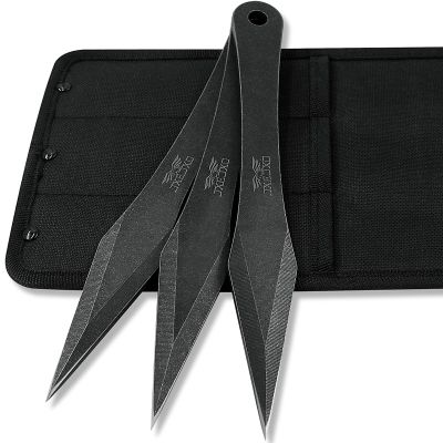 JXE JXO Throwing Spikes, 9.4" Stainless Steel No Spin Throwing Set with Nylon Belt Sheath