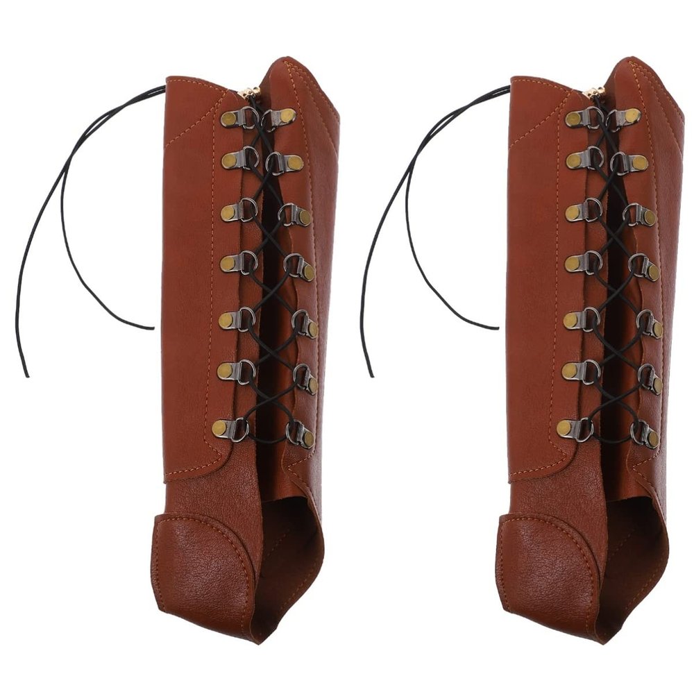 INOOMP 2pcs Arm Protector Pu Leather Forearm Guard for Archery Practice Comfortable Vintage Style Accessory for Shooting and Cosplay
