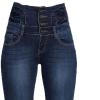 Maiyifu-GJ Women High Rise Button Front Skinny Jeans Stretch Classic Casual Slim Fit Denim Pants Butt Lift Tapered Jean Trouser (Dark Blue 1,Large) view 2