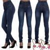 Maiyifu-GJ Women High Rise Button Front Skinny Jeans Stretch Classic Casual Slim Fit Denim Pants Butt Lift Tapered Jean Trouser (Dark Blue 1,Large) view 4