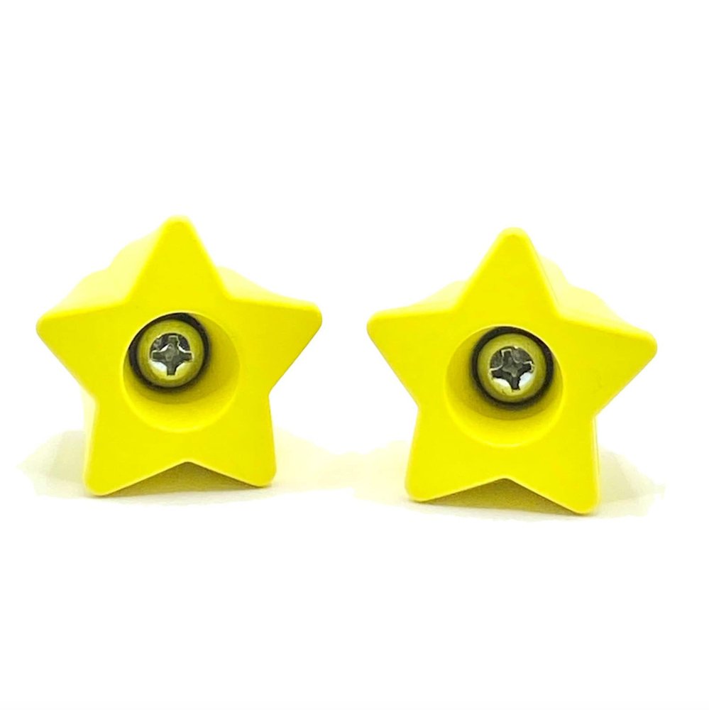 ROLLERSTUFF Bolt-On Twinkle Toes Star Toe Stops, Starry Night Yellow (Pair)