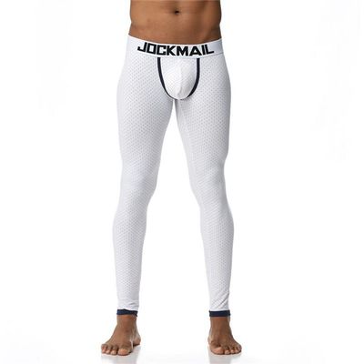 JOCKMAIL Long Johns Pants Men Thermal Underwear Cotton Printed Mens Thermal Underwear Sleeping Bottoms Leggings Pant (White, X-Large)