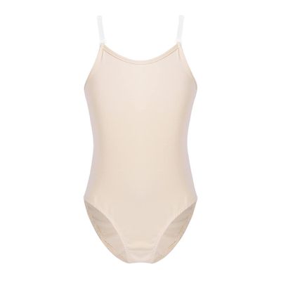 dPois Kids Girls Basic Ballet Leotard Gymnastics Dance Unitard One Piece Strechy Bodysuit Dancewear Activewear Nude 7-8 Years