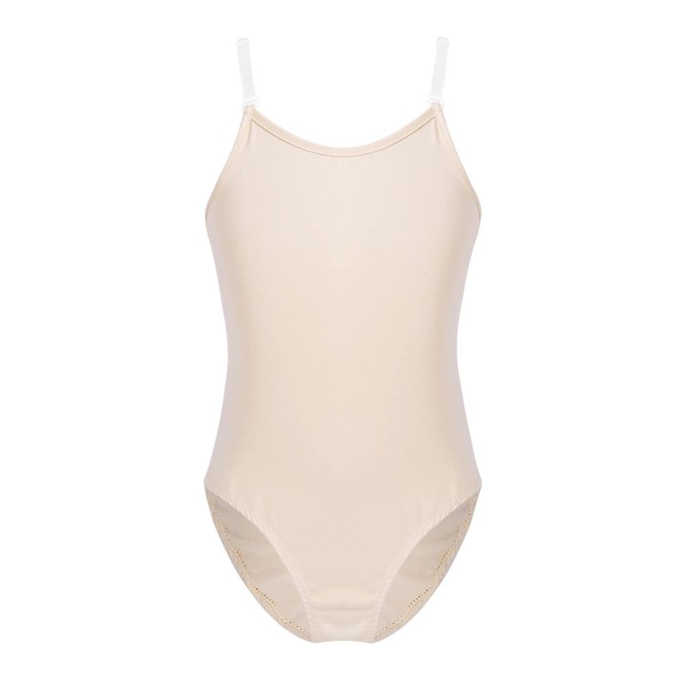 dPois Kids Girls Basic Ballet Leotard Gymnastics Dance Unitard One Piece Strechy Bodysuit Dancewear Activewear Nude 7-8 Years