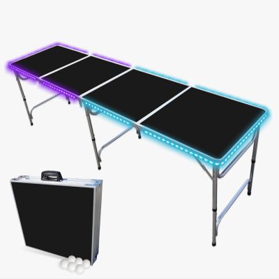 PartyPong 8-Foot Folding Pong Table w/LED Lights & Pong Balls