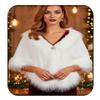 Aukmla Wedding Faux Fur Shawls and Wraps Bridal Fur Coat Winter Cape Stole with Rhinestones Brooch for Brides and Women (White) view 1