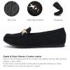 Cvistpieo Loafers for Women Casual Moccasins Women's Comfortable & Lightweight Penny Loafers Slip On Flat Shoes Suede Black Size 6 Wide Width view 4