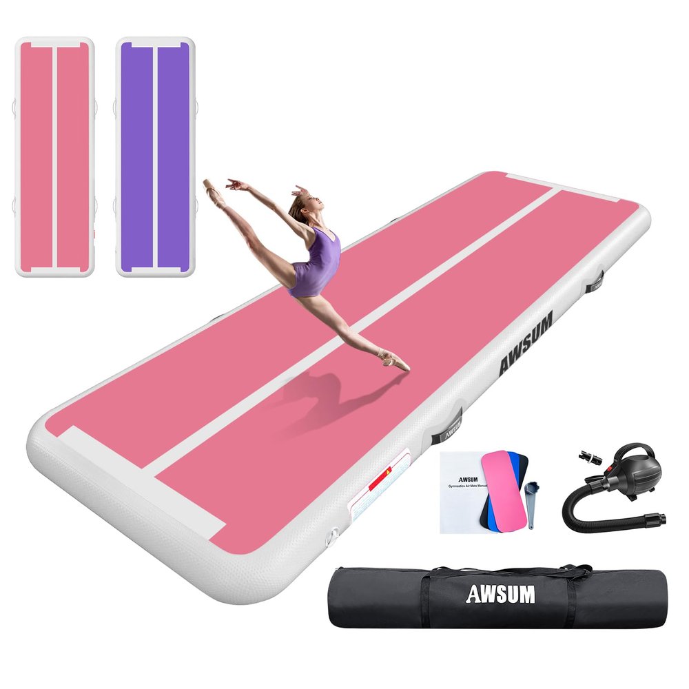 AWSUM 6.6ft Gymnastics Mat Air mat 4 inches Thick Inflatable Tumbling Track with Electric Pump for Home Use/Gym