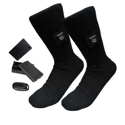 FUUBAMB00 Winter Heated Socks Men Women Thermal Cotton Socks Rechargeable Foot Warmer for Outdoor Skiing Cycling No Batteries,Black
