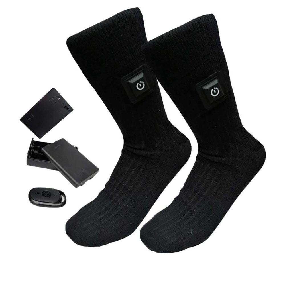 FUUBAMB00 Winter Heated Socks Men Women Thermal Cotton Socks Rechargeable Foot Warmer for Outdoor Skiing Cycling No Batteries,Black