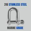 MarineNow 316 Stainless Steel D-Shackle Marine Grade Choose Size and Pack Quantity (08 mm (5/16"), 02-Pack) view 3