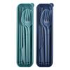 Portable Utensils Set with Case, 2 Sets Camping Travel Utensils Set, Plastic Cutlery Set for Lunch Camping School Picnic Workplace Travel (Blue+Green) view 1