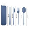 Portable Utensils Set with Case, 2 Sets Camping Travel Utensils Set, Plastic Cutlery Set for Lunch Camping School Picnic Workplace Travel (Blue+Green) view 2