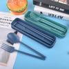 Portable Utensils Set with Case, 2 Sets Camping Travel Utensils Set, Plastic Cutlery Set for Lunch Camping School Picnic Workplace Travel (Blue+Green) view 3