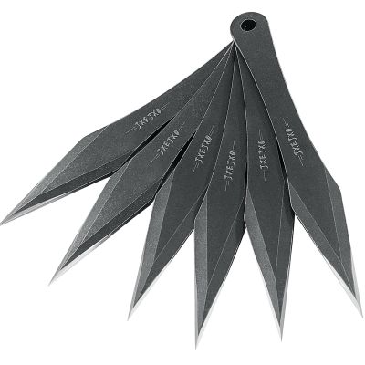 JXE JXO Throwing Spikes, 6Pack 9.4" Stainless Steel No Spin Throwing Set with Nylon Belt Sheath