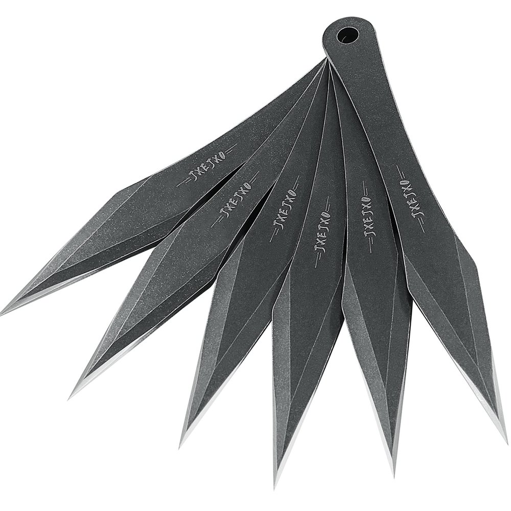 JXE JXO Throwing Spikes, 6Pack 9.4" Stainless Steel No Spin Throwing Set with Nylon Belt Sheath