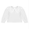 iiniim Baby Kids Long Sleeve Lace Doll Collar Blouse Solid Color T-Shirts Tops White 18-24 Months view 1
