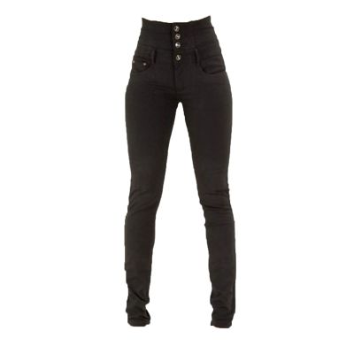 Women High Rise Button Front Skinny Jeans Stretch Classic Casual Slim Fit Denim Pants Butt Lift Tapered Jean Trouser (Black,Small)