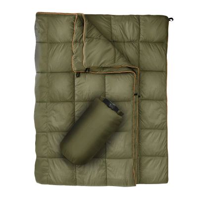 GLORSIGN Outdoor Puffy Camping Blanket, Lightweight Down Alternative Puffy Printed Camping Large Ultra Warm Hammock Top Quilt Waterproof Blanket for Traveling Picnic Beach Party Cold Weather (Olive)