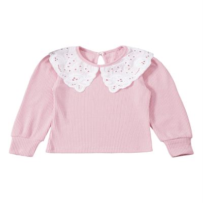 Loloda Kids Baby Long Sleeve Lace Doll Collar Blouse Loose Tops Shirts Pink 9-12 Months