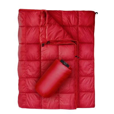 GLORSIGN Outdoor Puffy Camping Blanket, Lightweight Down Alternative Puffy Printed Camping Large Ultra Warm Hammock Top Quilt Waterproof Blanket for Traveling Picnic Beach Party Cold Weather (Red)