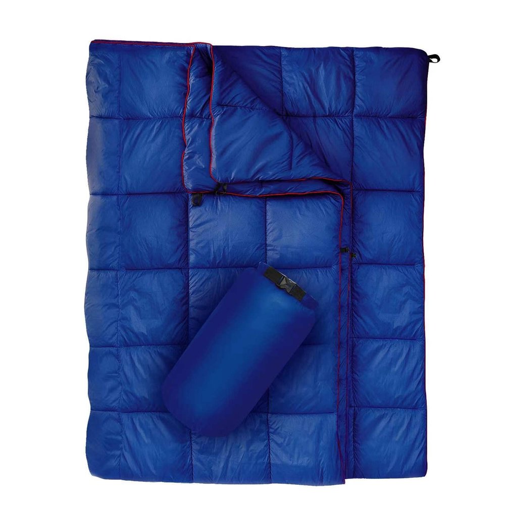 GLORSIGN Outdoor Puffy Camping Blanket, Lightweight Down Alternative Puffy Printed Camping Large Ultra Warm Hammock Top Quilt Waterproof Blanket for Traveling Picnic Beach Party Cold Weather (Navy)