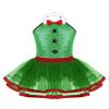 Hansber Girls Sequins Halter Bowtie Texudo Leotard Tutu Dress Ringmaster Circus Show Costume Halloween Christmas Outfit Bowtie Green A 6 Years view 1