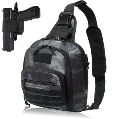 DBTAC Tactical Personal Defense Bags & Packs | 8L Tactical Bag Shoulder Chest Pack with Sling for Concealed Carry, Range, Travel, Hiking, Outdoor Sports (Urban Grey Camo)