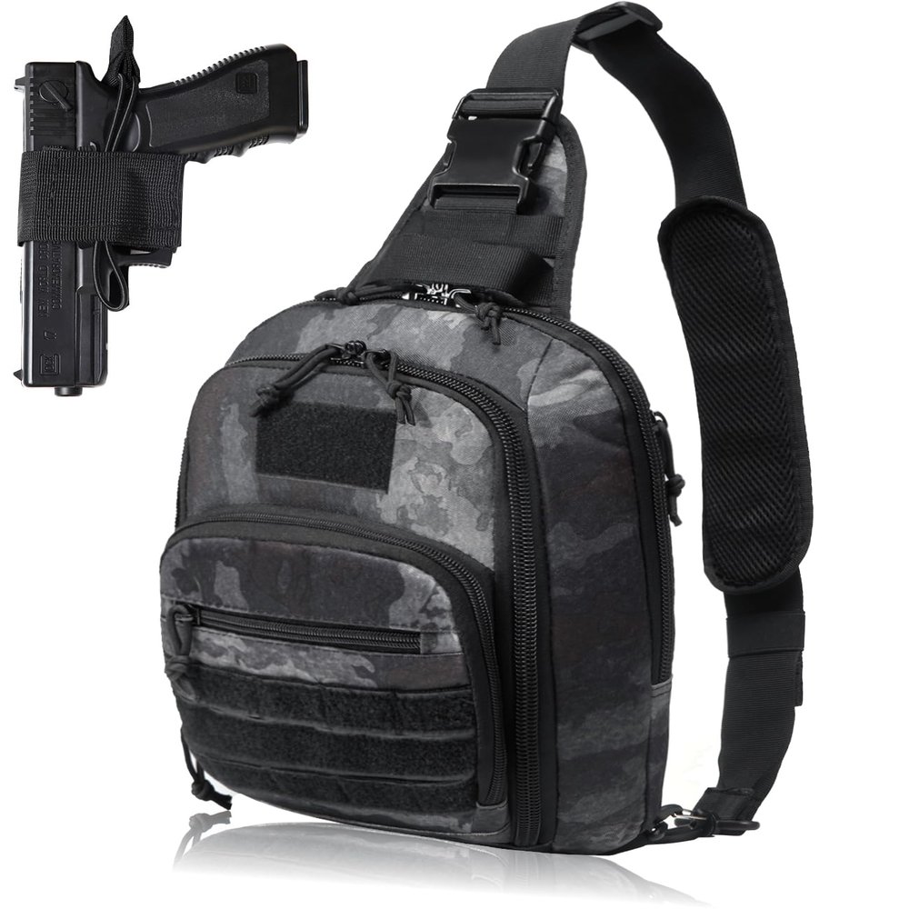 DBTAC Tactical Personal Defense Bags & Packs | 8L Tactical Bag Shoulder Chest Pack with Sling for Concealed Carry, Range, Travel, Hiking, Outdoor Sports (Urban Grey Camo)