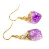 1 Pair Natural Amethyst Earrings Quartz Crystal Stones Studs Trend Raw Purple Irregular Gems,Gold Earrings,Random Pick view 1
