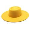 Classic British Style Big Wide Brim Fedora Hat for Women Felt Church Hats Wedding Dress Jazz Cap Yellow 57-59cm view 1