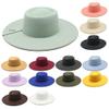 Classic British Style Big Wide Brim Fedora Hat for Women Felt Church Hats Wedding Dress Jazz Cap Yellow 57-59cm view 3