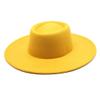 Classic British Style Big Wide Brim Fedora Hat for Women Felt Church Hats Wedding Dress Jazz Cap Yellow 57-59cm view 4