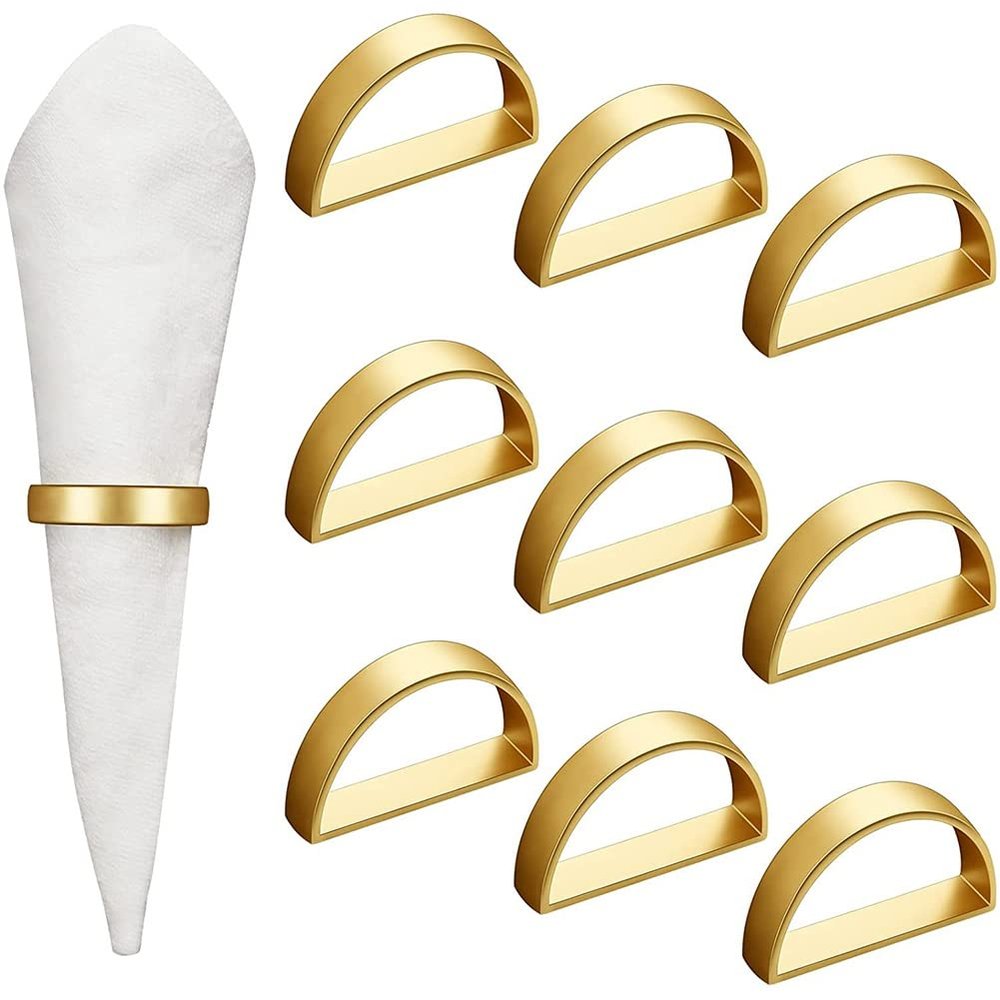 Nemeae 10 Pieces Gold Rings Metal Ring Holders Modern Design Ring Holder Metal Semicircle Buckles