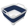 Collapsible Wash Basin 9L, Foldable Dish Tub with Drain Plug, Portable Collapsible Dish Basin, Camping Sink for Washing Dishes, Laundry & Kitchen Use (Navy Blue) view 1