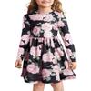 Bonny Billy Girls Long Sleeve Floral Print Flare Skirt Jersey Casual Dress for Kids 4-5 Years Black-1 view 1