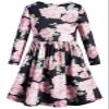 Bonny Billy Girls Long Sleeve Floral Print Flare Skirt Jersey Casual Dress for Kids 4-5 Years Black-1 view 4