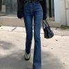 Women Vintage Stretch Flare Jeans High Waisted Skinny Bell Bottom Denim Pants Casual Slim Butt Lift Wide Leg Jean (Blue,Large) view 3