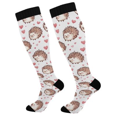 Wusikd Hedgehog Compression Socks for Women and Men Circulation Red Mushroom Long Socks for Athletic Running 1