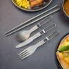 iBasingo Titanium Knife,Spoon,Fork,Chopsticks Portable Lightweight Folding Tableware Set for Home Camping Restaurants A-Ti1123T view 2