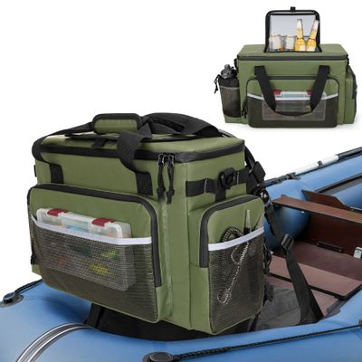 HODRANT Large Waterproof Kayak Cooler Behind Seat, Chair Back Bag for Lawn-Chair Style, Splash Ice Chest for Kayaking, Fishing & Beaches, Green