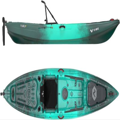 Vibe Yellowfin 120 Sit On Top Kayak - Speed & Stability for Recreational/Fishing, 12ft Superior Tracking, 10 Gear Tracks, Summit Perch Compatible, Ultimate Hero Seat (Caribbean Blue)